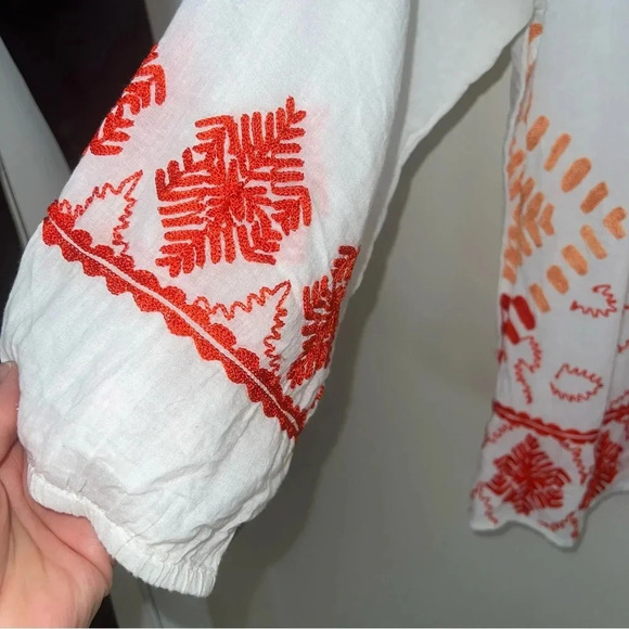 Sundance Sheer White Embroidered Boho Festival Hippie Top Size Medium Cotton - Picture 5 of 10